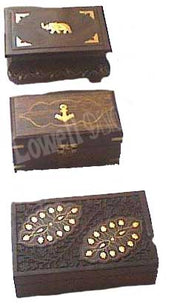 WOODEN  BOX WITH BRASS INLAY