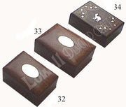 WOODEN  BOX WITH BRASS INLAY