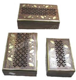 WOODEN   BRASS WORK BOX