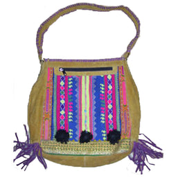 SUEDE FABRIC  BANJARA SHOULDER BAG