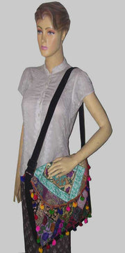 INDIAN ETHNIC SHOULDER BAG WITH POM POM