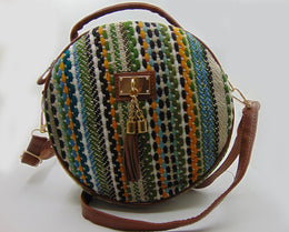 Hemp Round Shoulder Satchel Sling Bag