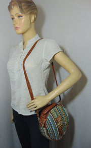 Hemp Round Shoulder Satchel Sling Bag