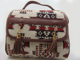 Women's ikat & faux leather Sling hand Bag purse