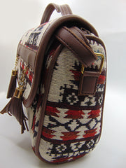 Women's ikat & faux leather Sling hand Bag purse