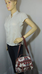 Women's ikat & faux leather Sling hand Bag purse