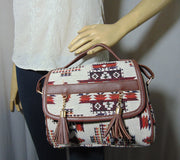 Women's ikat & faux leather Sling hand Bag purse