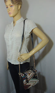 Ikat design and Vegan Leather Shoulder Bag