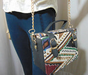 Ikat design and Vegan Leather Shoulder Bag