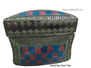 Purse Brass Clutch Rigid Metal Box Silver Resin Chip Stone