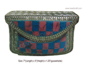 Purse Brass Clutch Rigid Metal Box Silver Resin Chip Stone