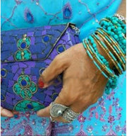 Purple Mosaic Metal clutch box bag