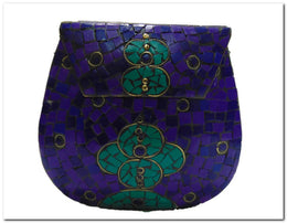 Purple Mosaic Metal clutch box bag