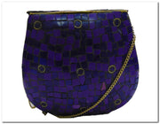 Purple Mosaic Metal clutch box bag