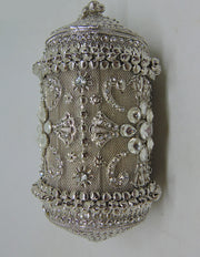 Metal Round long Potli Bag stone decoration