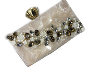 Grey Handcrafted Marble Clutch purse