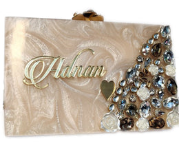 Female Multicolor Personalized Name Resin Clutch Bag