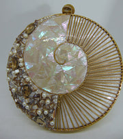 Brass Metal Pearl Clutch Purse