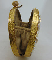 Brass Metal Pearl Clutch Purse