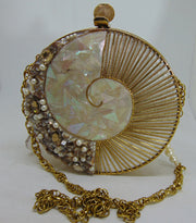 Brass Metal Pearl Clutch Purse