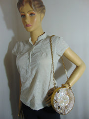 Brass Metal Pearl Clutch Purse