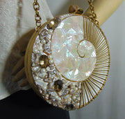Brass Metal Pearl Clutch Purse