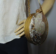 Brass Metal Pearl Clutch Purse