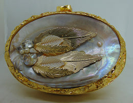 Handicraft Brass Metal Pearl shell Clutch Purse