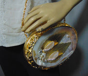 Handicraft Brass Metal Pearl shell Clutch Purse