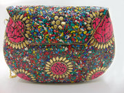 Multi color metal mosaic clutch Wallet purse