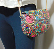 Multi color metal mosaic clutch Wallet purse