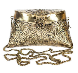 Brass Metal Handcrafted Clutch with intricate design