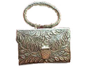 RECTANGULAR  LINING VINTAGE PURSE BRASS BAG