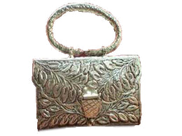 RECTANGULAR  LINING VINTAGE PURSE BRASS BAG