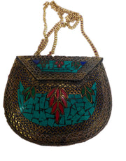ANTIQUE BRASS METAL VINTAGE CLUTCH BAG