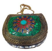 ANTIQUE BRASS METAL VINTAGE CLUTCH BAG