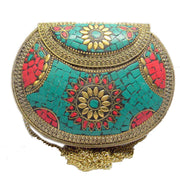 ANTIQUE BRASS METAL VINTAGE CLUTCH BAG