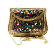 HANDMADE VINTAGE ETHNIC METAL CLUTCH CUM SLING BAG