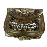 HANDMADE VINTAGE ETHNIC METAL CLUTCH CUM SLING BAG