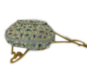 PEARL MOSAIC WOMENS CHAIN ETHNIC BAG CLUTCH BOX METAL PURSE EVENING HANDBAG WALLET