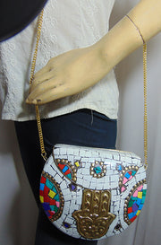 white color metal mosaic clutch Wallet purse