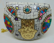 white color metal mosaic clutch Wallet purse