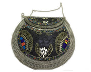 MOSAIC INDIAN HANDMADE MOSAIC SILVER METAL CLUTCH PURSE EVENING BAG
