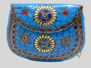 Mosaic Indian Handmade Metal Clutch Purse Evening Bag