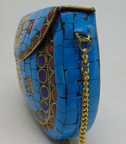 Mosaic Indian Handmade Metal Clutch Purse Evening Bag