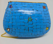 Mosaic Indian Handmade Metal Clutch Purse Evening Bag