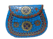 Mosaic Indian Handmade Metal Clutch Purse Evening Bag