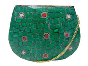 Mosaic Indian Handmade Metal Clutch Purse Evening Bag