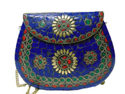 Mosaic Indian Handmade Metal Clutch Purse Evening Bag