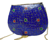 Mosaic Indian Handmade Metal Clutch Purse Evening Bag
